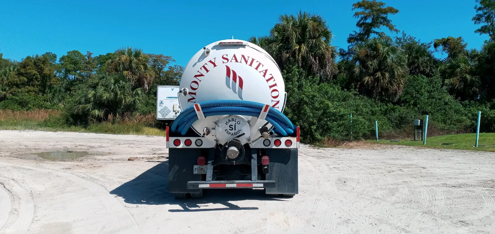 The back of a Monty Sanitation tanker